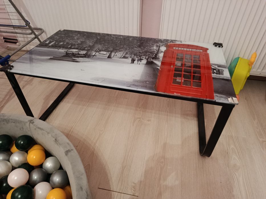 Stół ława print foto Londyn szklany