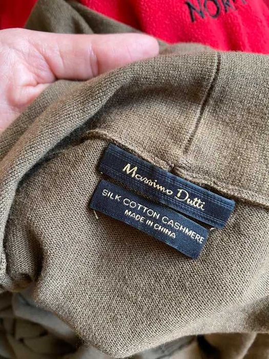 Jedwab kaszmir 36 38 braz khaki sweter tunika sukienka massimo dutti