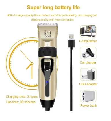 Máquina de Tosquiar Cães e Gatos Profissional Aparador Recarregável USB para Animais NOVA