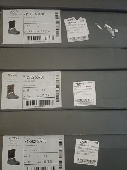 Чоботи дутики ECCO Winter Freeze 71230250788 р-ри 27,30,33 Оригінал