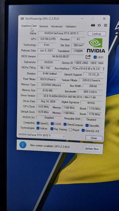 Ігрова відеокарта Manli RTX3070Ti 8Gb GDDR6X