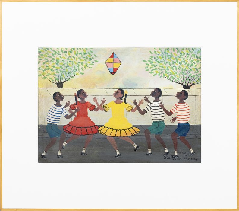 Pintura - Heitor dos Prazeres - Crianças com Balão - 1964 assinada