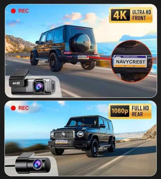 Wideorejestrator Przód Tył 4K Wifi 5G Karta Pamięci 64GB Navycrest Q7