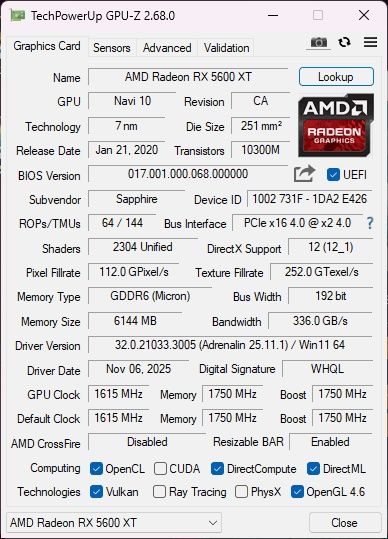 Karta graficzna Sapphire Radeon RX 5600 XT Pulse 6GB GDDR6