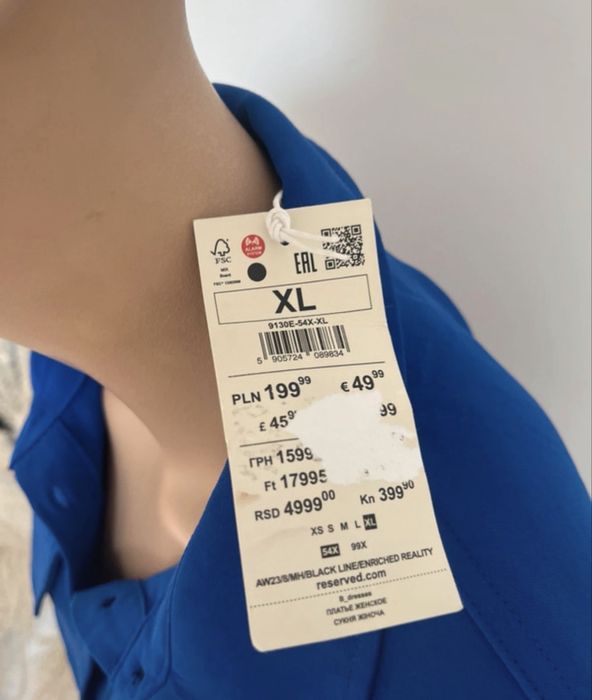 Kobaltowa Reserved śliczna koszulowa sukienka szmizjerka 42 XL