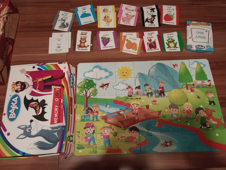 Zestaw: puzzle + Memory Kolory + Gapa Junior - od Bajka