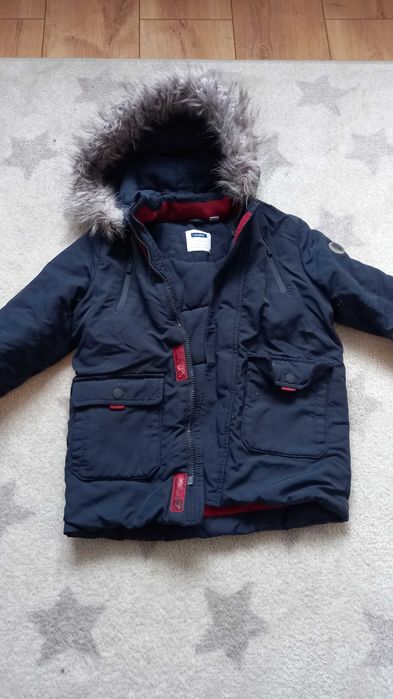 Kurtka zimowa dla chłopca z kapturem OKAIDI rozmiar 116-6A/Y granatowa