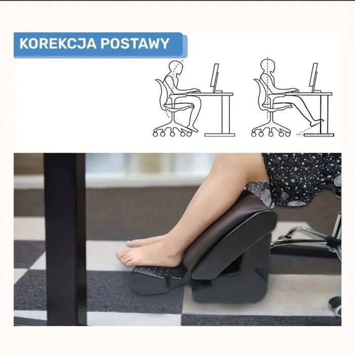 Podnóżek biurowy, ergonomiczny regulowanym podnóżek