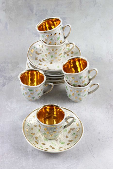 Ceramiczny serwis Domino Steatyt Buksowicz ceramika prl vintage