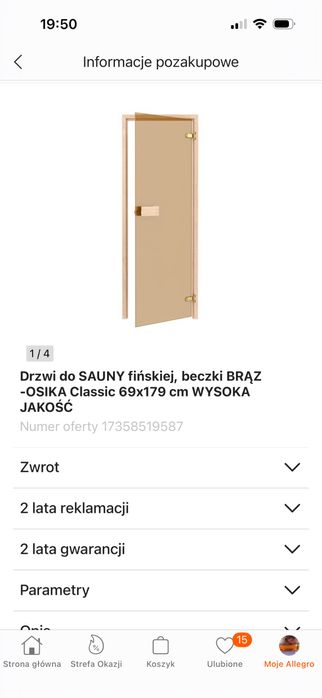 Drzwi do sauny 69x179