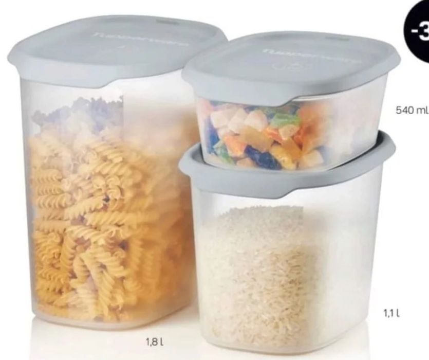 Conjunto de Caixas de Despensa Tupperware