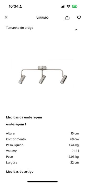 Vendo candeeiro teto Ikea
