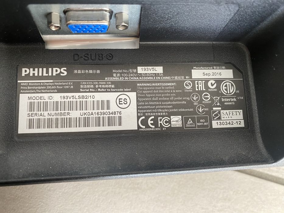Monitor Philips 193V5LSB2/10 18,5 cala, rozdziel. 1366 x 768, sztuk 3