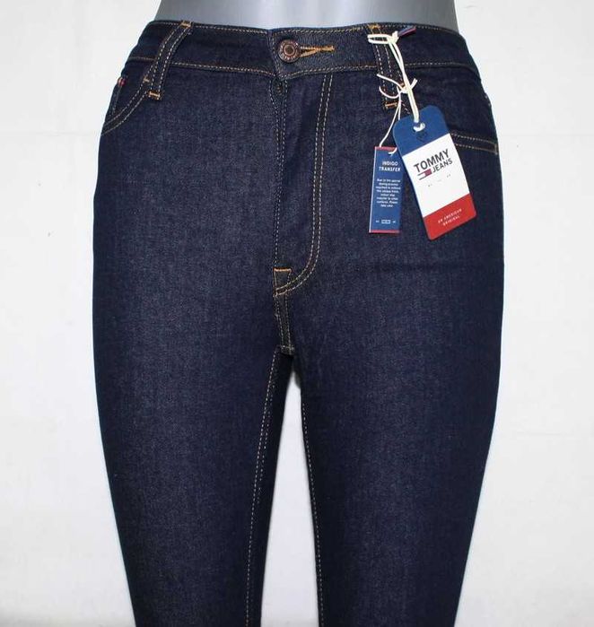 Damskie jeansy Tommy Jeans Santana granatowe rurki wysoki stan W26/L32