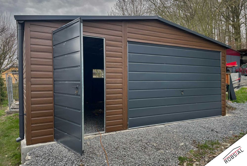 Garaż Blaszany 5x6, 6x5, 6x6, 5x7 drewnopodobny brama uchylna