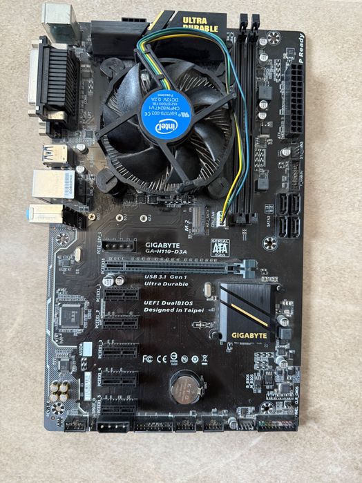 Материнська плата gigabyte ga-h110-d3a +процесор+охолодження