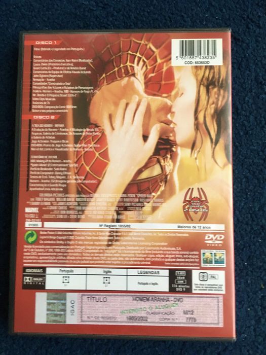 Spider Man - Homem Aranha 2002 Tobey Maguire Sam Raimi - DVD 9GB Dolby 5.1 Português (Portes CTT GRÁTIS)