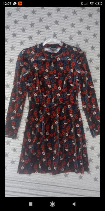 Sukienka welurowa kwiaty TopShop s 36