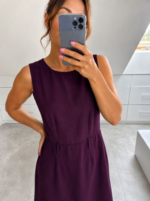 Elegancka sukienka M 38 buraczkowa klasyczna minimalistyczna