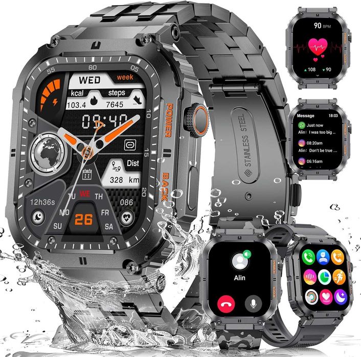 ESFOE BW1847 Smartwatch męski wojskowy 400 mAh NOWY mocny odporny