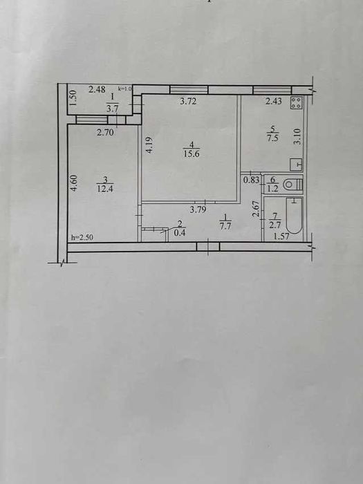 Продаж 2к. квартири, 51,2м2, жм Придніпровськ.