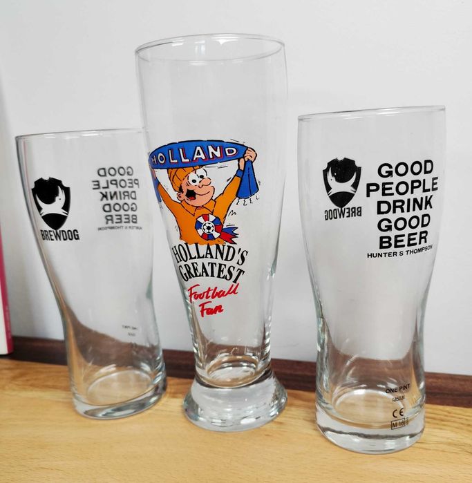 dla fana piwa lub piłki nożnej - 3 szklanki do piwa do kolekcji z Holandii i Niemiec Brewdog wazon