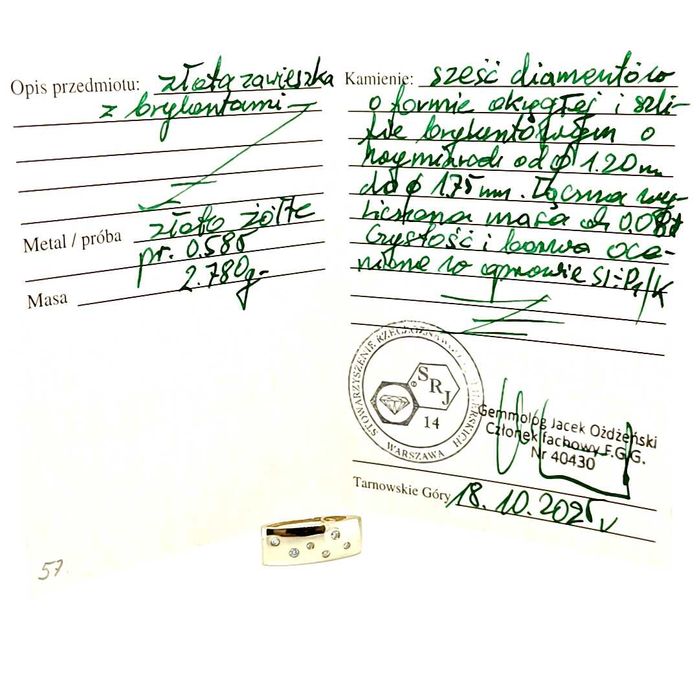 Złota przywieszka z brylantami (32/13/25)