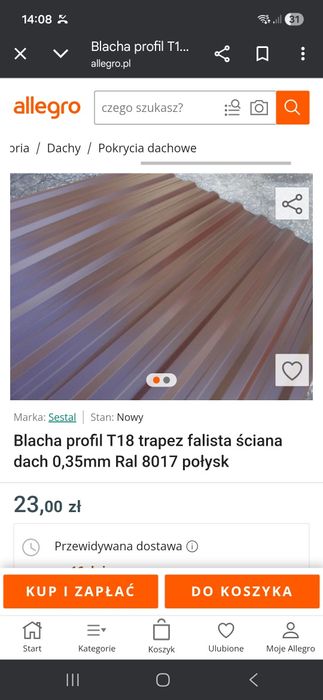 Blacha trapezowa 1 arkusz.1.20x6m