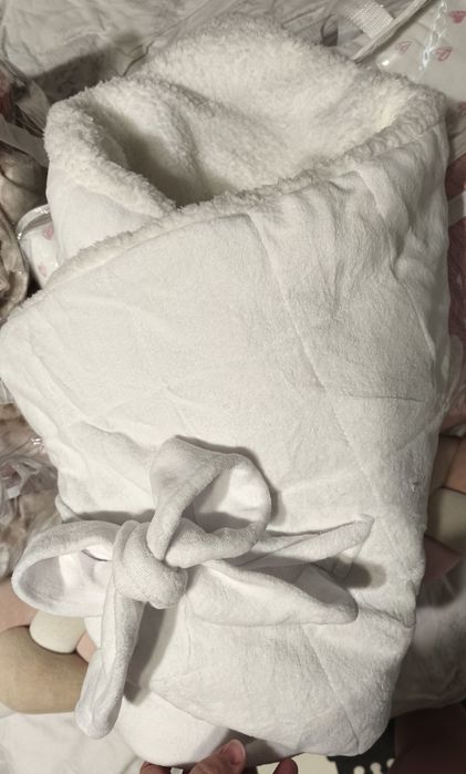 Теплий комплект на виписку з пологового будинку Ромбік білий