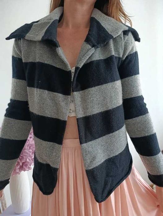 InWear kardigan wełna jagnięca lambswool paski premium M