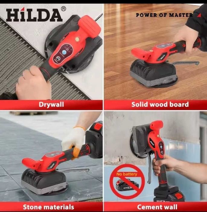 Акумуляторна Віброприсоска для плитки + 2 акумулятори 2x21В