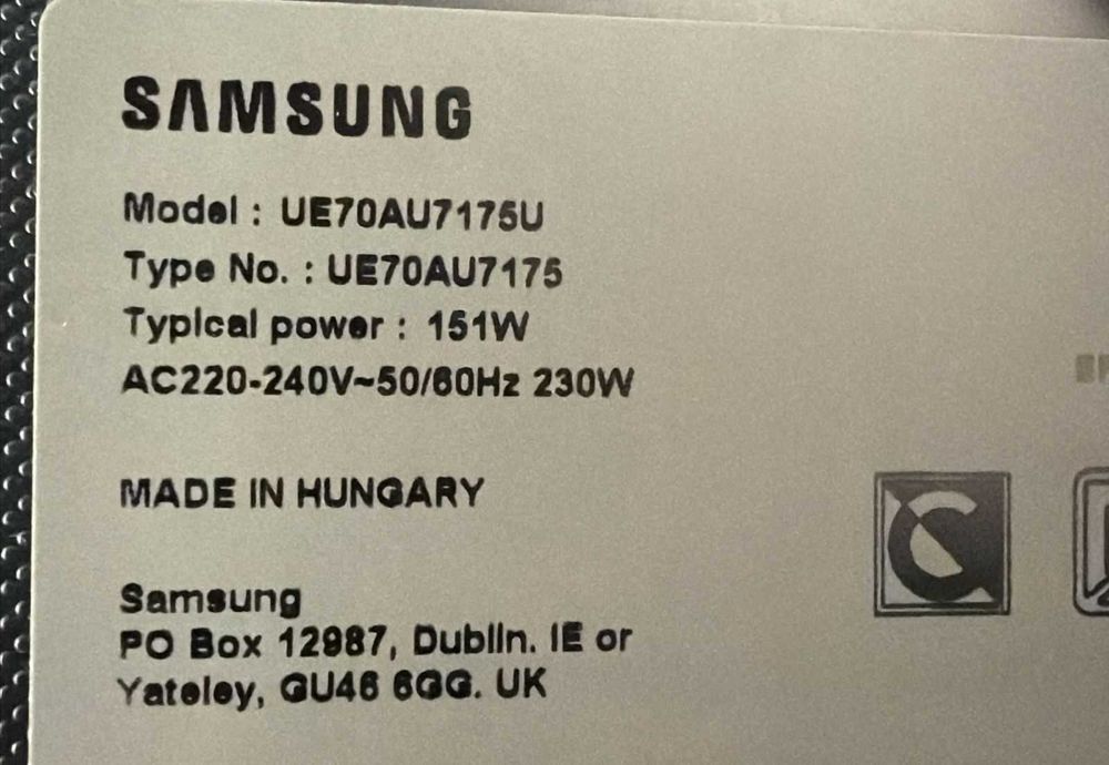 Samsung 70” Crystal UHD 4K Smart TV à Venda