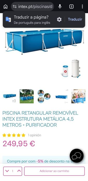 Piscina com purificador e clorador