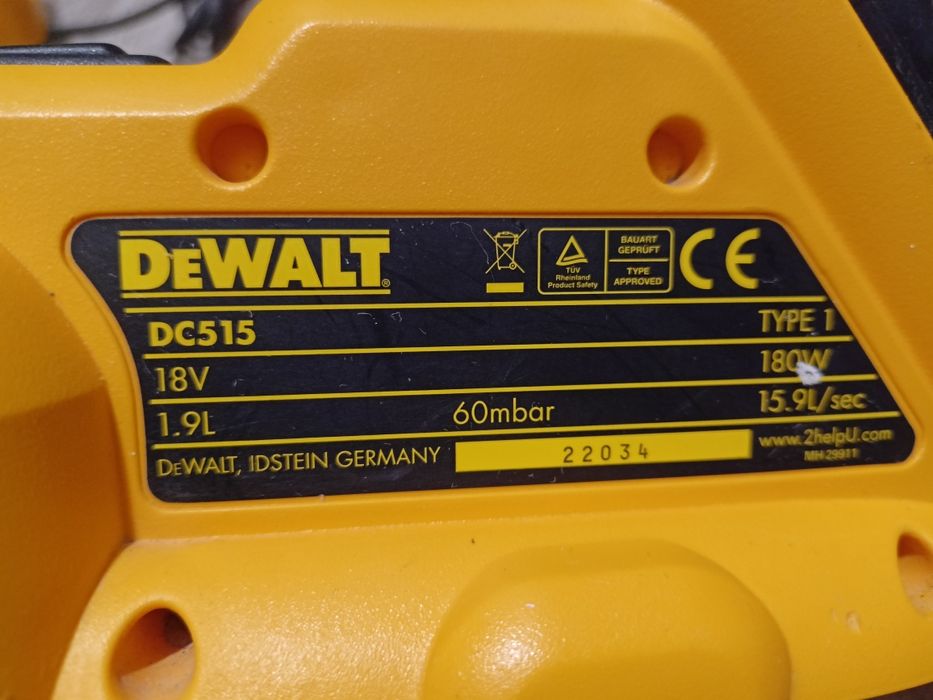 odkurzacz DeWalt DC515 bateria Lion ładowarka