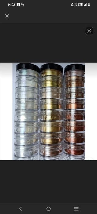 Glazel Make Up wieżyczki cieni sypkich.Komplet.Glamour Arctic Gold i