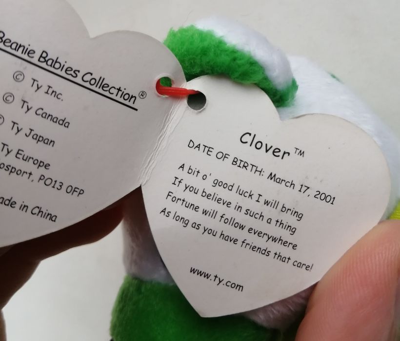 Ty Beanie Babies Clover, Клевер, ведмедик талісман колекційний 2001
