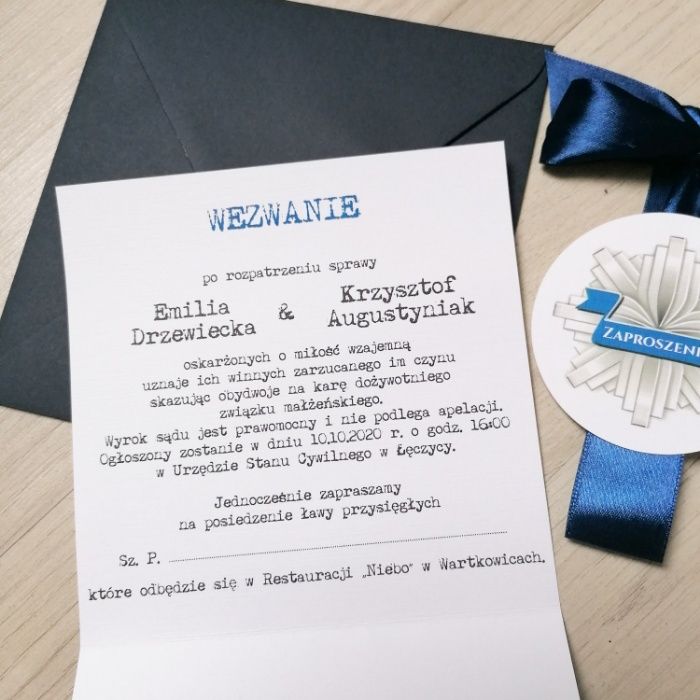 Zaproszenie na ślub z motywem policyjnym