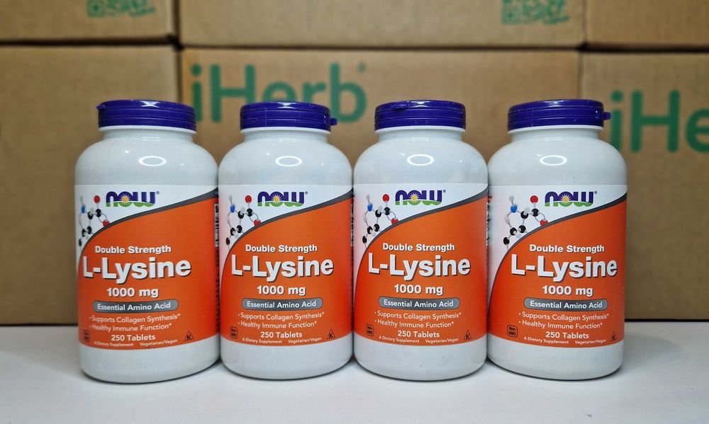 L-лизин Now Foods (L-lysine), 1000 мг, 100 та 250 таблеток
