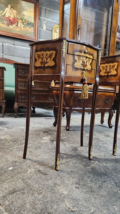 Piękna Szafka Komplet Intarsja Ciekawa forma Aukcja 2 szt .