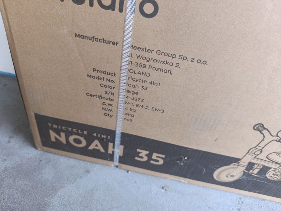 Rowerek trójkołowy Tulano 4w1 Noah 35 wózek spacerowy NOWY beżowy bieg