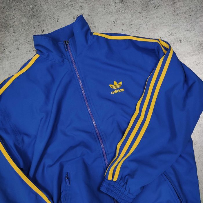 MĘSKA Vintage Retro Lata 90s Niebieska Bluza Kurteczka Adidas 3 Paski