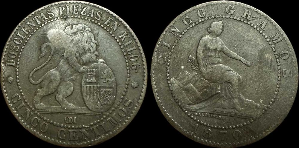 5 Centimos - 1870 - Espanha - Governo Provisório