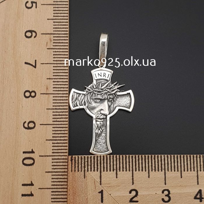 Стильний срібний хрестик чоловічий кулон 925 проба