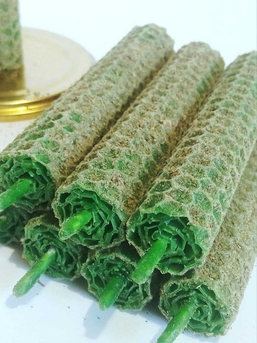 Свічки з травами: роза, полин, м'ята, калина, папороть. свічка вощина