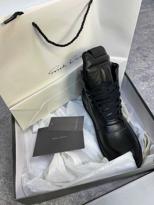 Rick Owens GEOBASKET кеды 43 44  кросівки кеди чорні jumbo lace laces