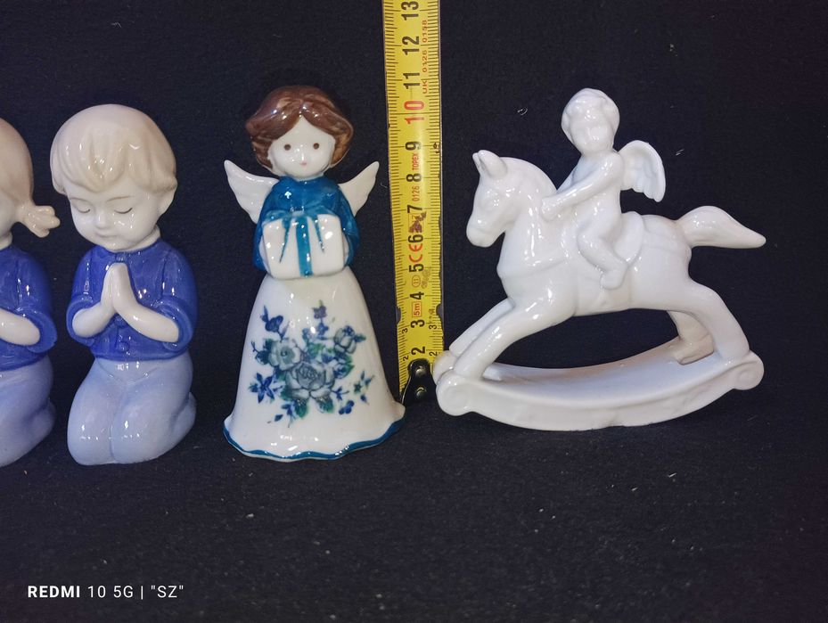 Anioły - Maryja - dzieci - piękne figurki porcelanowe - 5 sztuk - (0,62 kg)