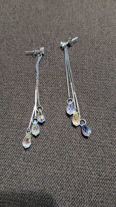 Kolczyki srebrne długie z kryształami swarovskiego