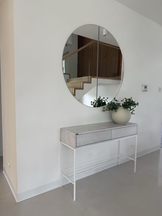 Kludo konsola z szufladami dąb naturalny fornir bejca biała