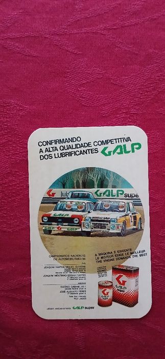 Calendário de bolso - Galp - 1985/1986