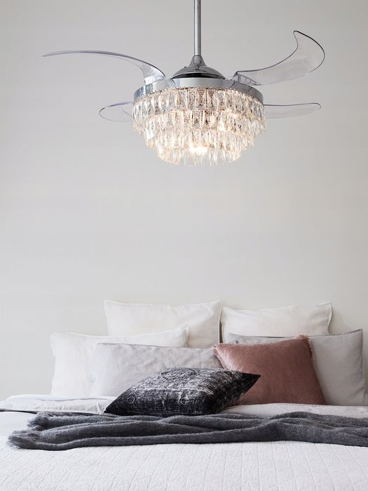 Wentylator Żyrandol sufitowy Fanaway Veil LED chrom DIAMOND + pilot